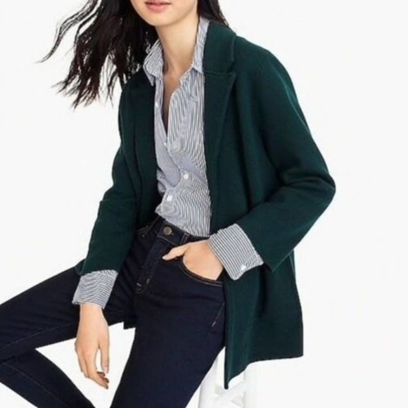 J. Crew Forest Green Knit Cardigan Jacket Wool Blend - Picture 1 of 5
